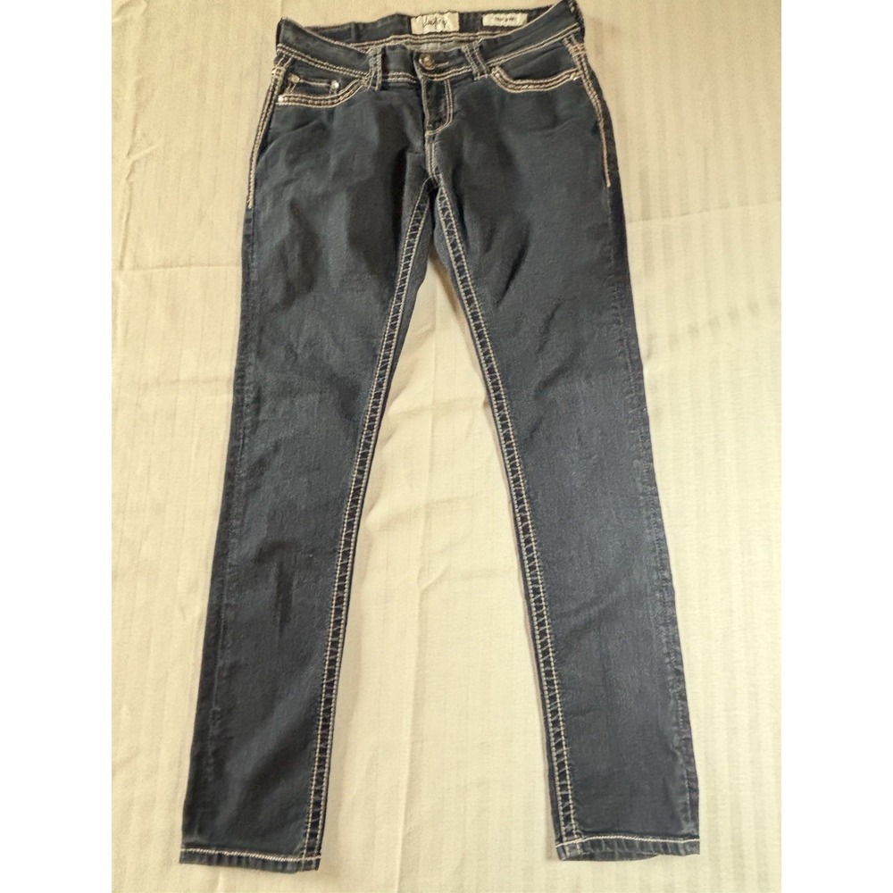 Daytrip Women's Blue Denim Jeans Virgo Skinny Mid Rise Dark Wash Size 28R